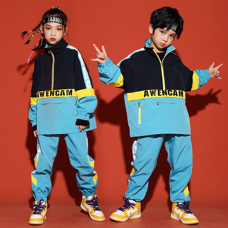 Children's hip-hop suit boys and girls hip-hop personality performance clothing children's hiphop drum performance clothing autumn clothing