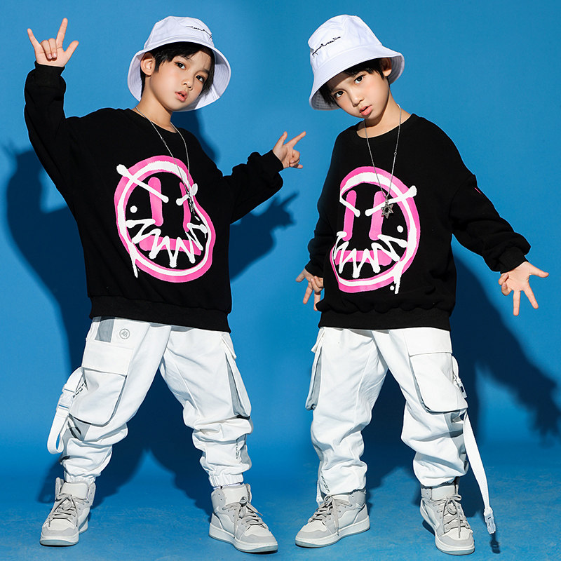Children's hip-hop trendy clothes boys hip-hop personality costumes suits children's hiphop drum performance practice clothes