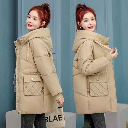 Однотонный длинный пуховик с пухом, модная куртка, 2024 года, средней длины, в корейском стиле, увеличенная толщина