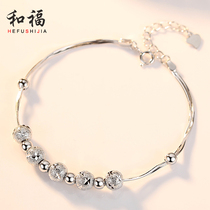 Transporter bead bracelet female sterling silver simple bracelet hand decoration ins niche design Summer birthday souvenir gift to girlfriend