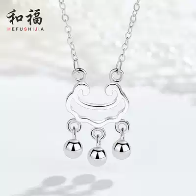 S925 sterling silver necklace female choker national temperament Joker simple student Mori long life lock pendant gift