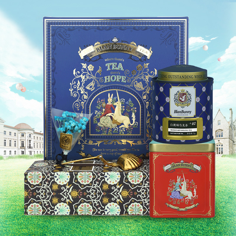 blanbunny Brand rabbit fruity tea language gift box white peach oolong tea rum fruit wine combination scented tea girl tea