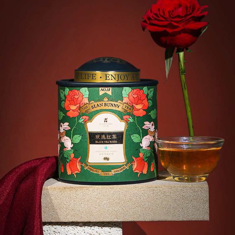 Blanrabbit's tea blanbunny rose red tea rose tea walled oven cooked tea pot with black tea leaves combined tea