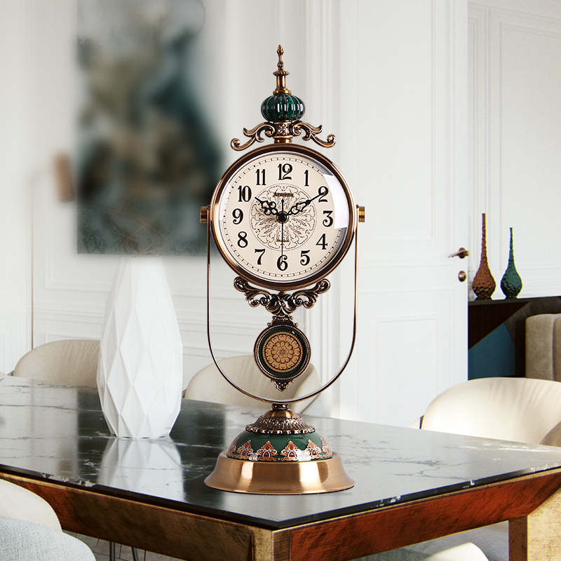 Watch and watch Clock Living Room Pendulum clock Home Fashion Creative Personality Desktop Light Lavish Style Retro Silent Seat Clock