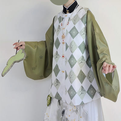 Yinkale Xiaoyaoxian Original Ming Dynasty Hanfu Women's Daily Daily horse Face Skirt, stand-up collar, front-opening blouse, Spring and Autumn Style complete set