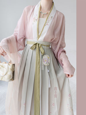 Inkale Tea Picking Record Original Hanfu women's Song Dynasty style airplane sleeve one-piece waist-pleated skirt, super ethereal daily Spring and Summer style