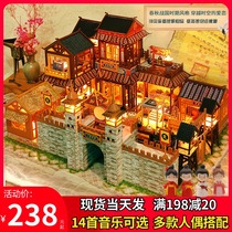 diy hut Life loves large ancient town Castle Villa handmade house building model assembly birthday gift