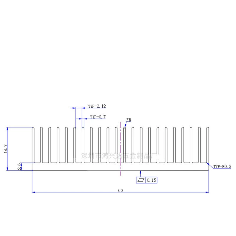 Tùy chỉnh tản nhiệt 100*60*15 MM nhôm hồ sơ tản nhiệt cung cấp điện CPU khuếch đại công suất nhà sản xuất bán trực tiếp