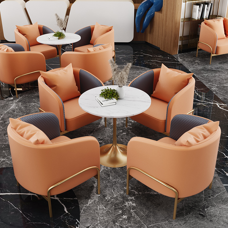 Sample house exhibition center reception area reception sofa combination business negotiation table and chair office exhibition hall multi-person small round table card seat