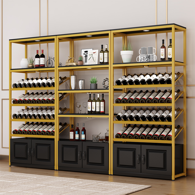 Red Wine Cabinet Show Shelves Supermarket Liquor Shelves Wine Shop Floor Cabinet Containing Iron Art Racks Display Cabinet Wine Racks