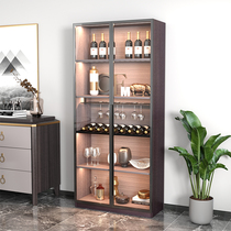 Modern minimalist aluminum alloy full plate wine cabinet with glass door wine glass rack laminate light all-aluminum high-end wine cabinet custom-made