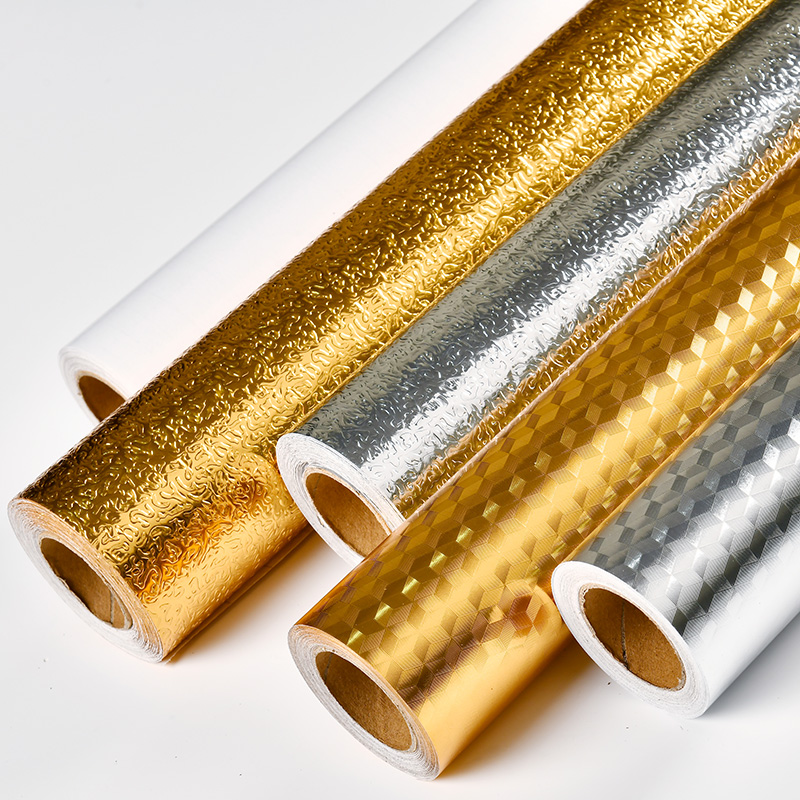 Kitchen oil-proof sticker waterproof aluminum foil paper imitation stainless steel wallpaper self-adhesive countertop overall cabinet door renovation self-adhesive wallpaper