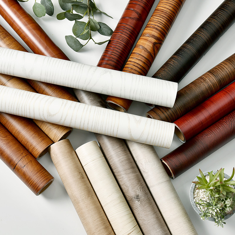 Imitation wood grain wallpaper thickened and widened 80 waterproof pvc dining table wardrobe wooden door refurbished wall skirt self-sticking wallpaper