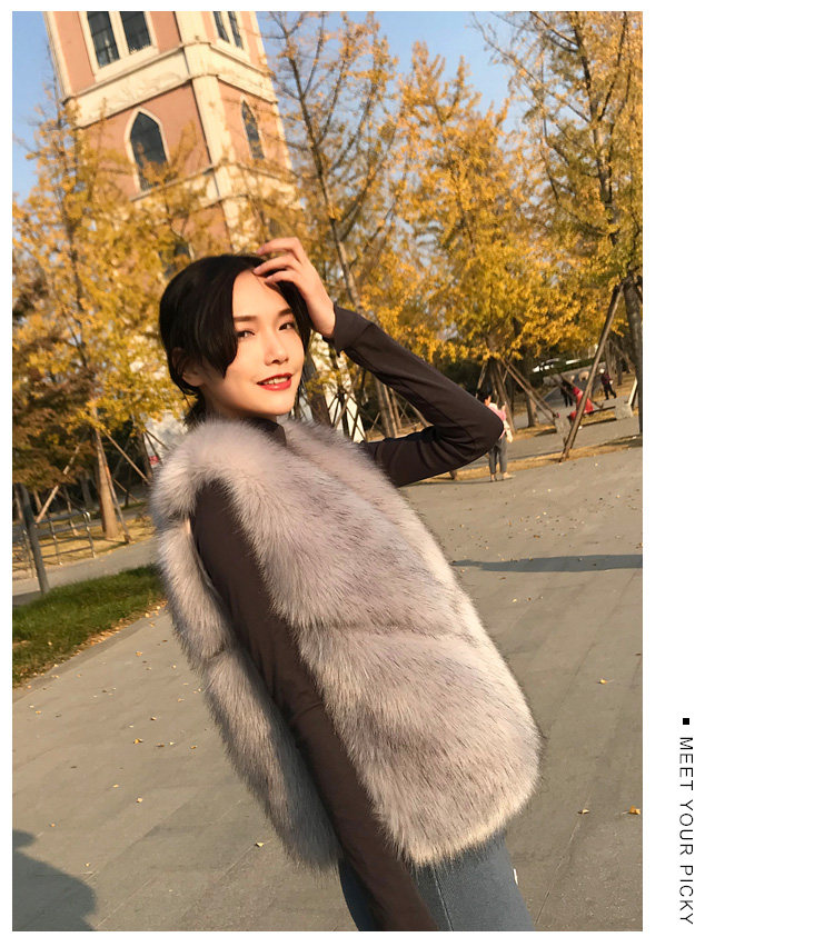 初曼丽 仿皮草 女狐狸毛马甲 图7