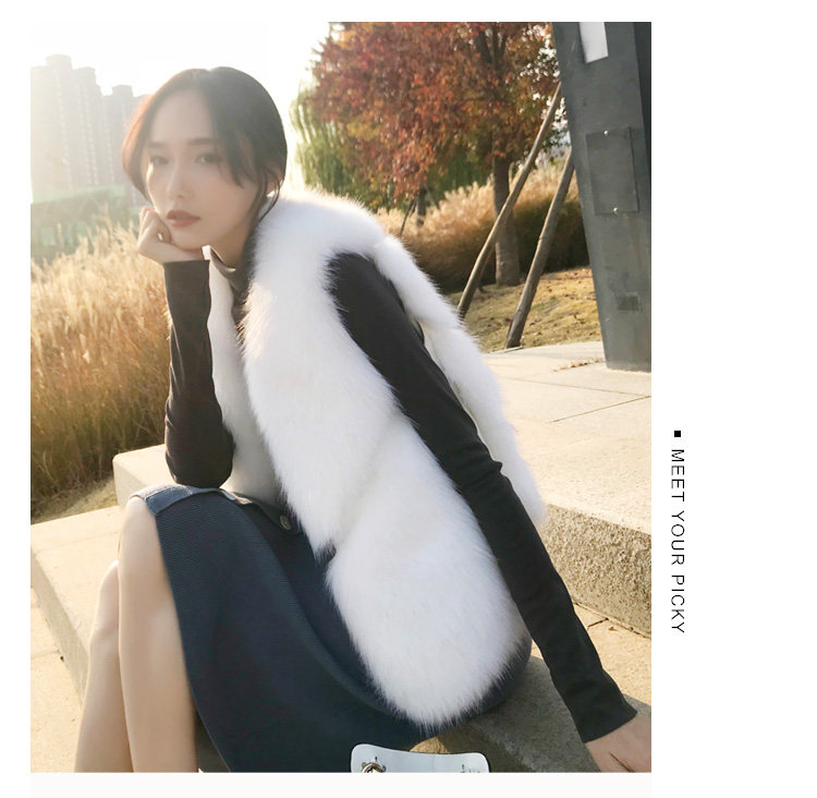 初曼丽 仿皮草 女狐狸毛马甲 图13