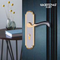 Woding door lock Indoor bedroom door lock three-piece European simple solid wood mute door handle handle lock wooden door