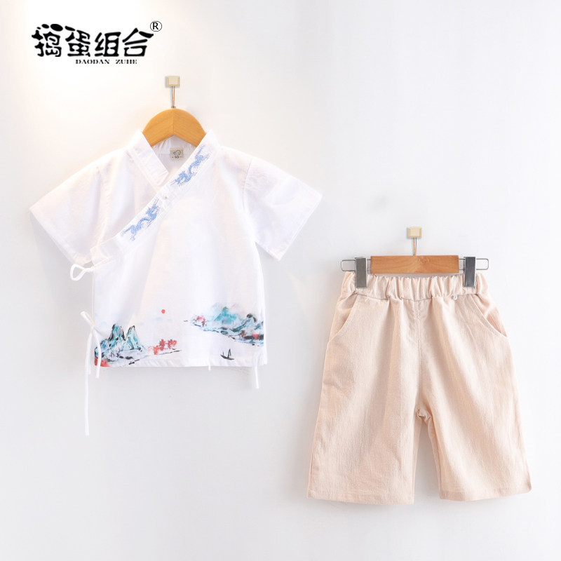 Children's Han clothes Summer clothing thin section boy Tang dress Chinese wind retro ancient clothes National dress rehearsal to serve baby Master's clothes