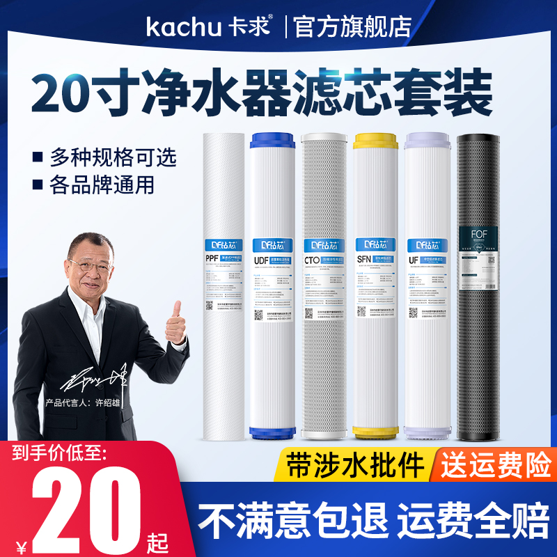 20 inch filter core Packaged tertiary chiller Commercial water purifier filter PP cotton granules compressed activated carbon UDF