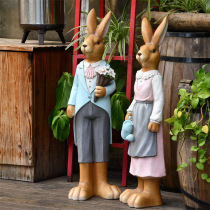 Outdoor courtyard cute couple rabbit large garden forest kindergarten art decoration creative realistic animal decoration