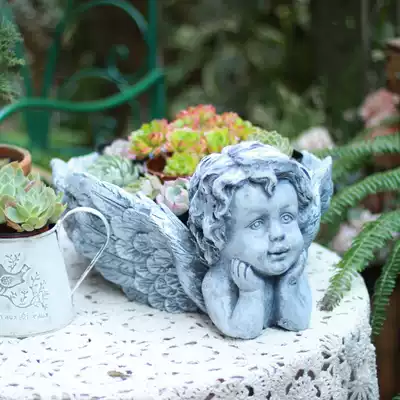 Angel flowerpot outdoor decoration gardening ornaments large caliber meat European retro old cute potted Creative Party