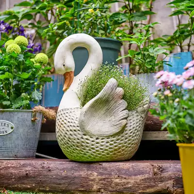 Animal flowerpots Nordic minimalist modern garden decoration swan ornaments courtyard creative Cornetto meat Golden kregory flower pots