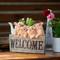 Garden decoration Courtyard ornaments Home accessories Resin crafts Outdoor small animals Cute pig flower pot ornaments