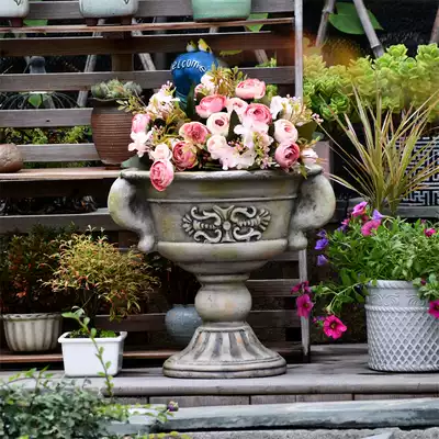 Retro European Roman column fleshy flowerpot creative personality outdoor garden decoration courtyard living room ornaments