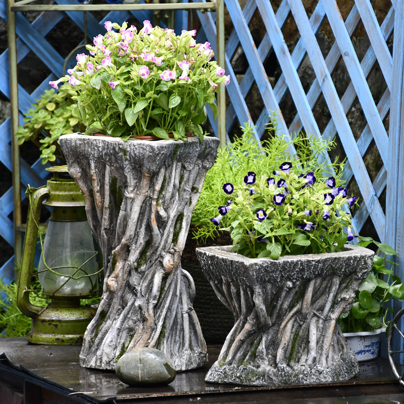Retro balcony decoration rattan flower pot decoration garden succulent plant potted outdoor garden scenery terrace decoration