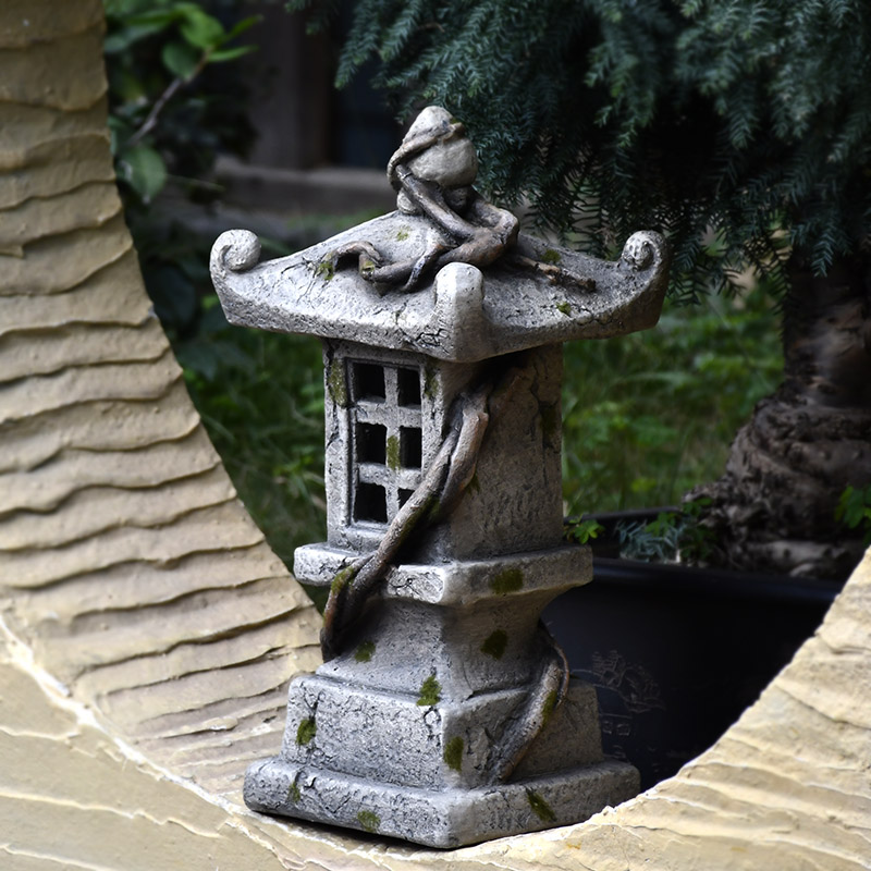 Outdoor Japanese garden decoration garden layout new Chinese solar lighthouse landing creative Zen landscape