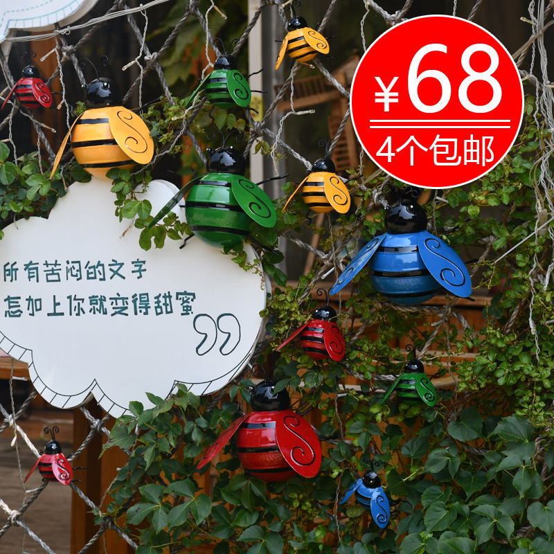 Courtyard Decoration Cute Iron Art Bee Wall-mounted Wall Decoration Creative Cute Adornment Kindergarten Garden Balcony Hem