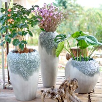 Nordic cement large flower pot Large caliber ceramic fleshy green dill plant potted living room courtyard floor green plant