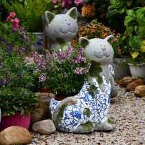 Cute cat fleshy flower pot floor decoration creative retro animal meat pot pot balcony garden arrangement