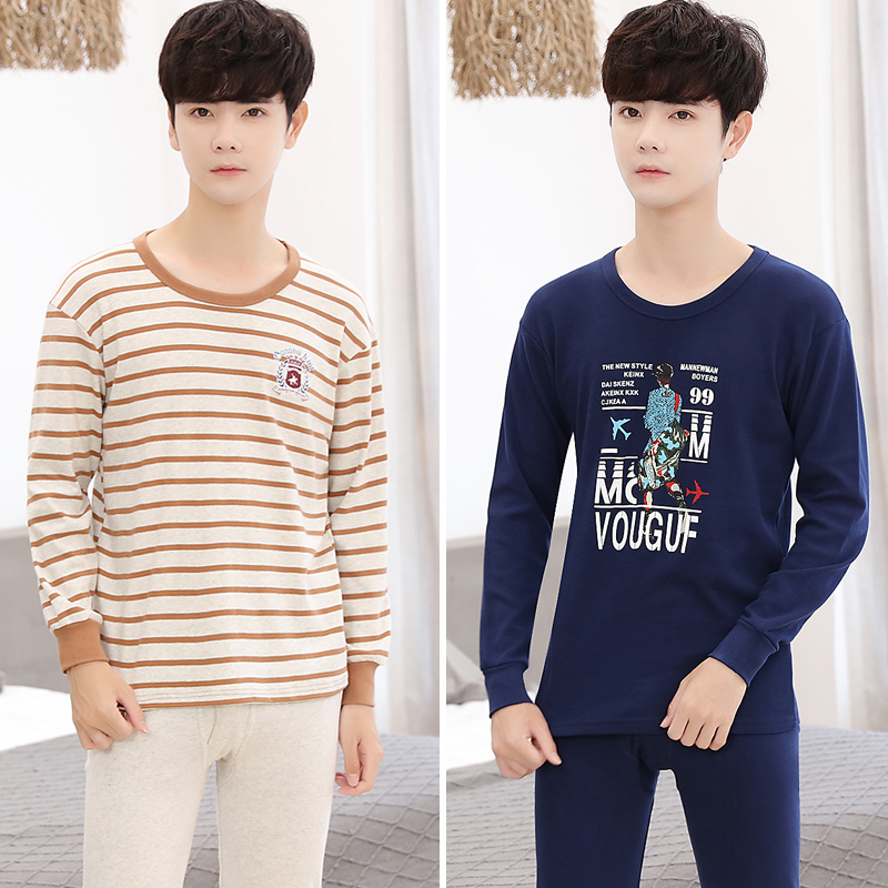 Teen bộ đồ lót nam cotton sở trường trung học quần áo sinh viên mùa thu quần mùa thu cotton mỏng bông áo len.