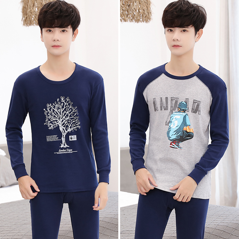 Teen bộ đồ lót nam cotton sở trường trung học quần áo sinh viên mùa thu quần mùa thu cotton mỏng bông áo len.