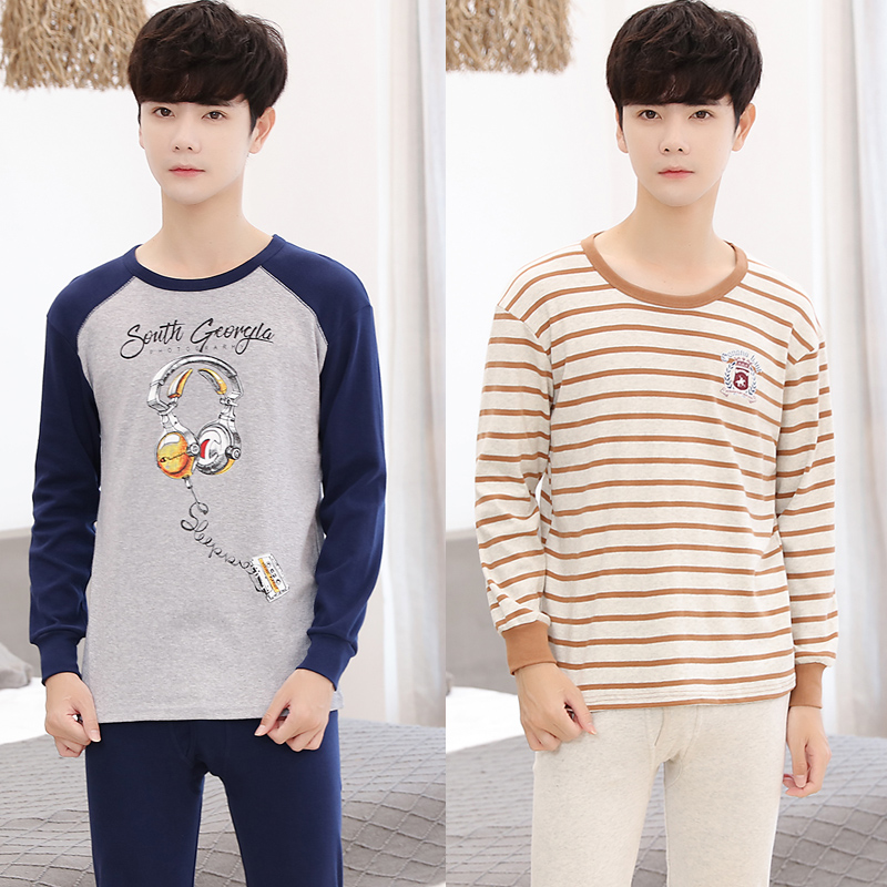 Teen bộ đồ lót nam cotton sở trường trung học quần áo sinh viên mùa thu quần mùa thu cotton mỏng bông áo len.