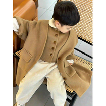 Bora Korean mens and womens casual woolen coats for small and medium-sized babies in autumn and winter 2024 new coats