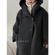 Bora Korean Korean mens and womens woolen coats 2024 new autumn and winter clothing for small and medium-sized babies gray fashionable coats