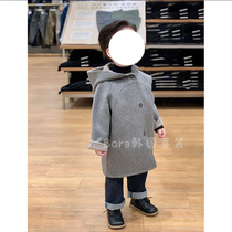 Bora Korean Korean boys and girls long woolen coat autumn and winter clothing for small and medium-sized babies warm temperament thick coat