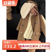 Bora Korean mens and womens woolen coats autumn and winter clothing for small and medium-sized babies new fashion loose long coat