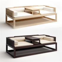 New Chinese style Bed Zen original wood color solid wood Rohan tatami Several sofas Living room trio Guifei Lying Chair Customised