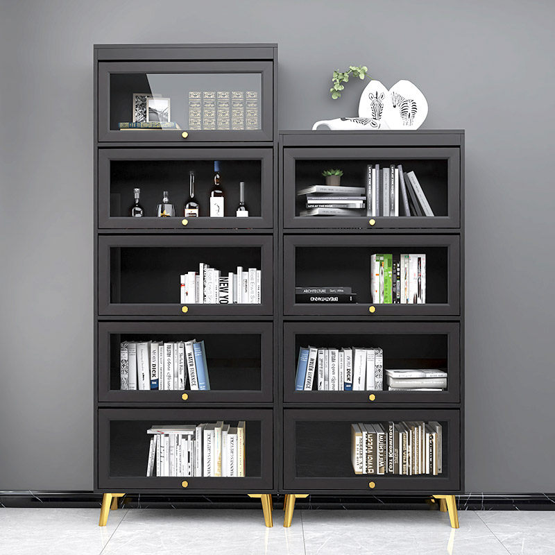 Light luxury log free combination floor rack study American dust-proof bookcase with glass door multi-layer storage cabinet