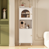 Rock solid wooden dining cabinet Simple modern living room tea cabinet sofa cabinet coffee machine narrow cabinet cream library
