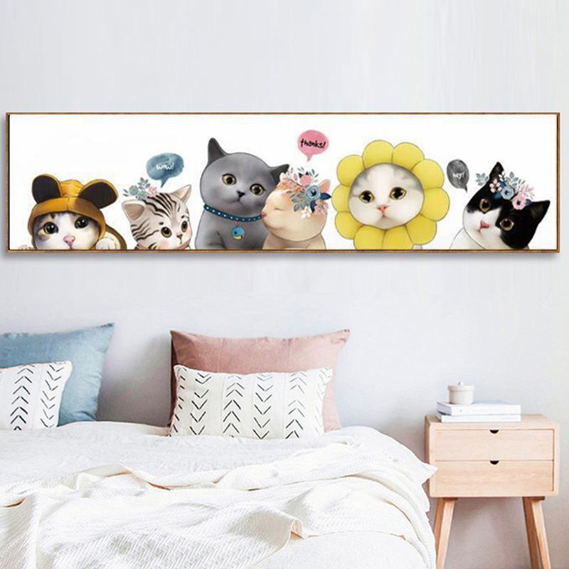 Cartoon Cat Cross Embroidered 2022 new line embroidered living room small piece bedroom simple and cute animals themselves embroidered 2020