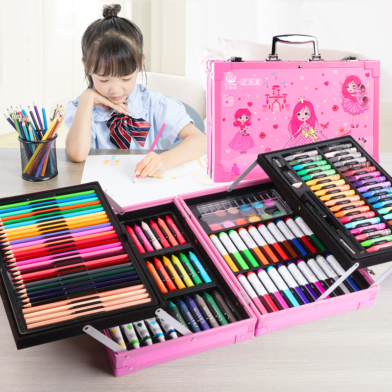 Children's Drawing Tools Set Brush Gift Box Elementary School Students Watercolor Pen Painting Art School Supplies Kindergarten Girls