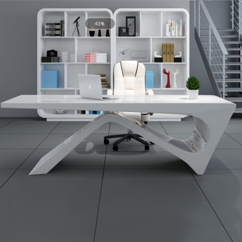 Boss table simple modern white paint desk president executive desk manager supervisor table and chair furniture