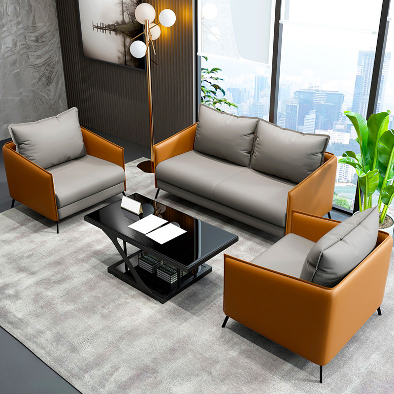 Office sofa simple modern business reception room reception creative lounge area leather sofa coffee table combination set