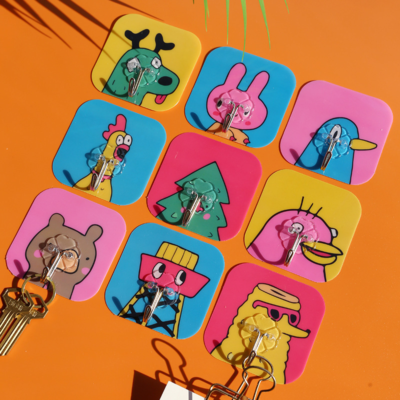 Nordic Ins Waterproof Creative Hook Cartoon Wardrobe Kitchen Wall Door Rear adhesive free from perforated adhesive hooks