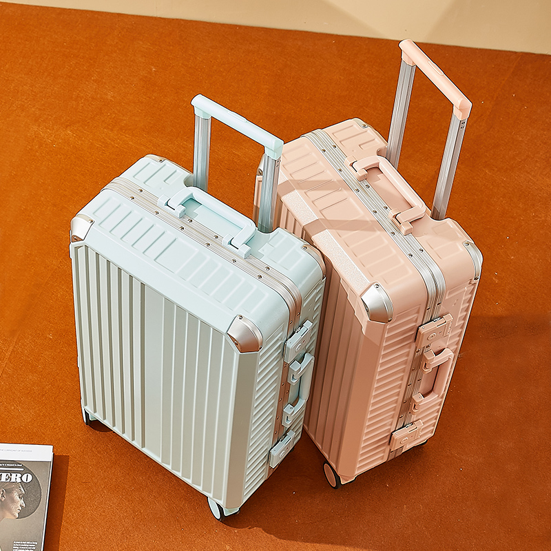 Aluminum frame luggage male lock-type trolley case female high-value 20 inch thickened password box universal wheel leather case 24 inch