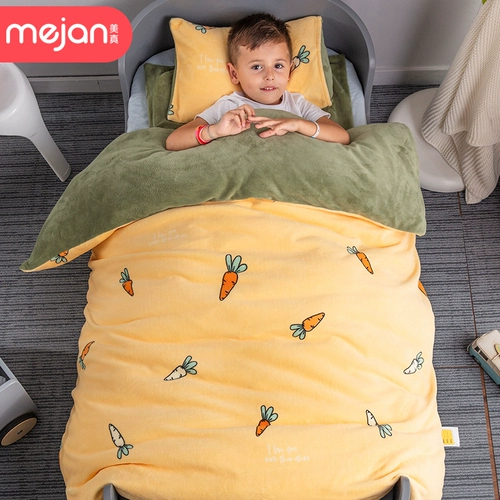 Детское одеяло для детского сада, демисезонный утепленный комплект, коралловый детский пододеяльник для кроватки, 3 предмета, постельные принадлежности