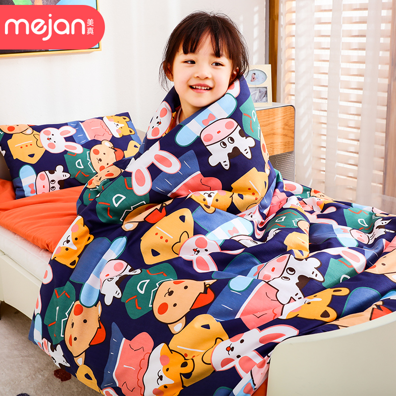 Kindergarten quilt three-piece set baby entering the kindergarten bedding pure cotton core quilt cover six-piece set children's bedding